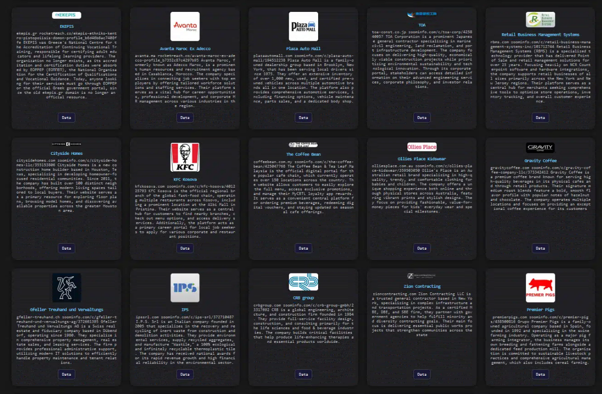 Screenshots of The Gentlemen leak-site listings from the August 28, 2026 batch